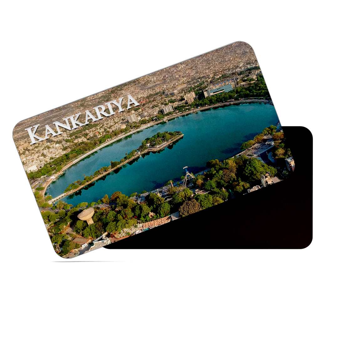 dhcrafts Multicolor Gujarat Kankaria Design Rectangular Rubber Matte Finish Fridge Magnet / Magnetic Card Pack of 1 (8.6cm x 5.4cm)